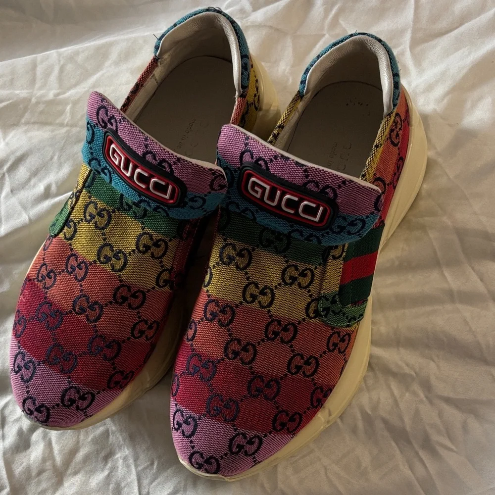 Gucci Rython GG Multi-Color Platform Sneakers Size 8 - Picture 9 of 13